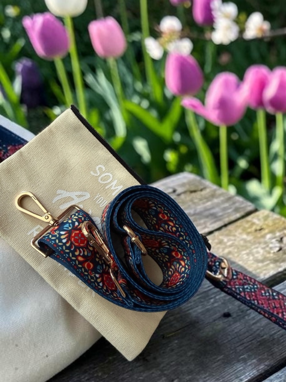 Guitar purse bag strap floral Bohemian pattern NWOT w/ pouch - Picture 8 of 14